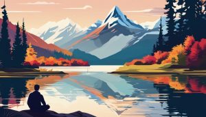 Een persoon die diep nadenkt in een rustige natuurlijke omgeving.