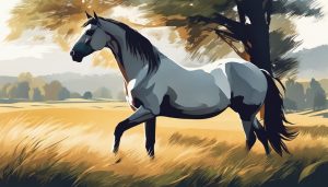 Een prachtig paard staat in een rustige weide.
