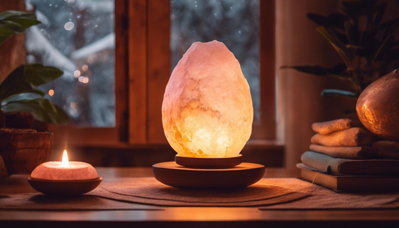 Verschillende Mystieke Zoutlampen in een rustgevende meditatieruimte.