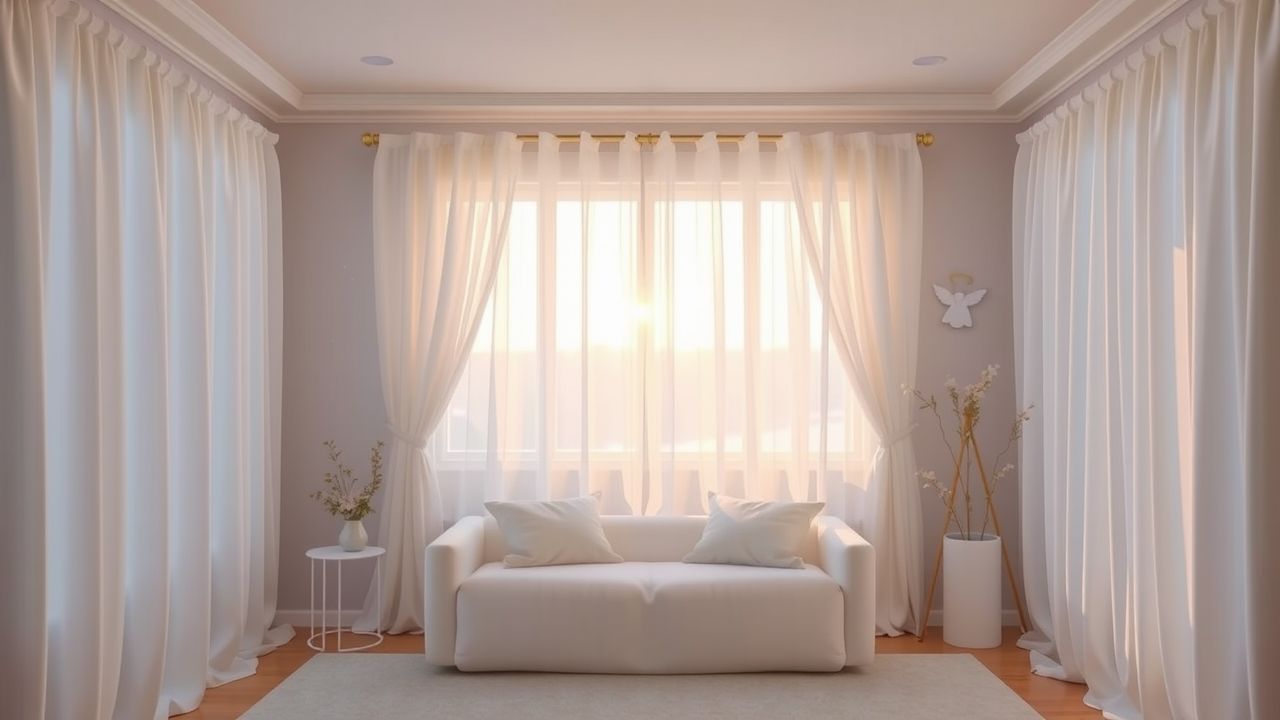 Een serene en uitnodigende kamer met een zacht kleurenpalet.