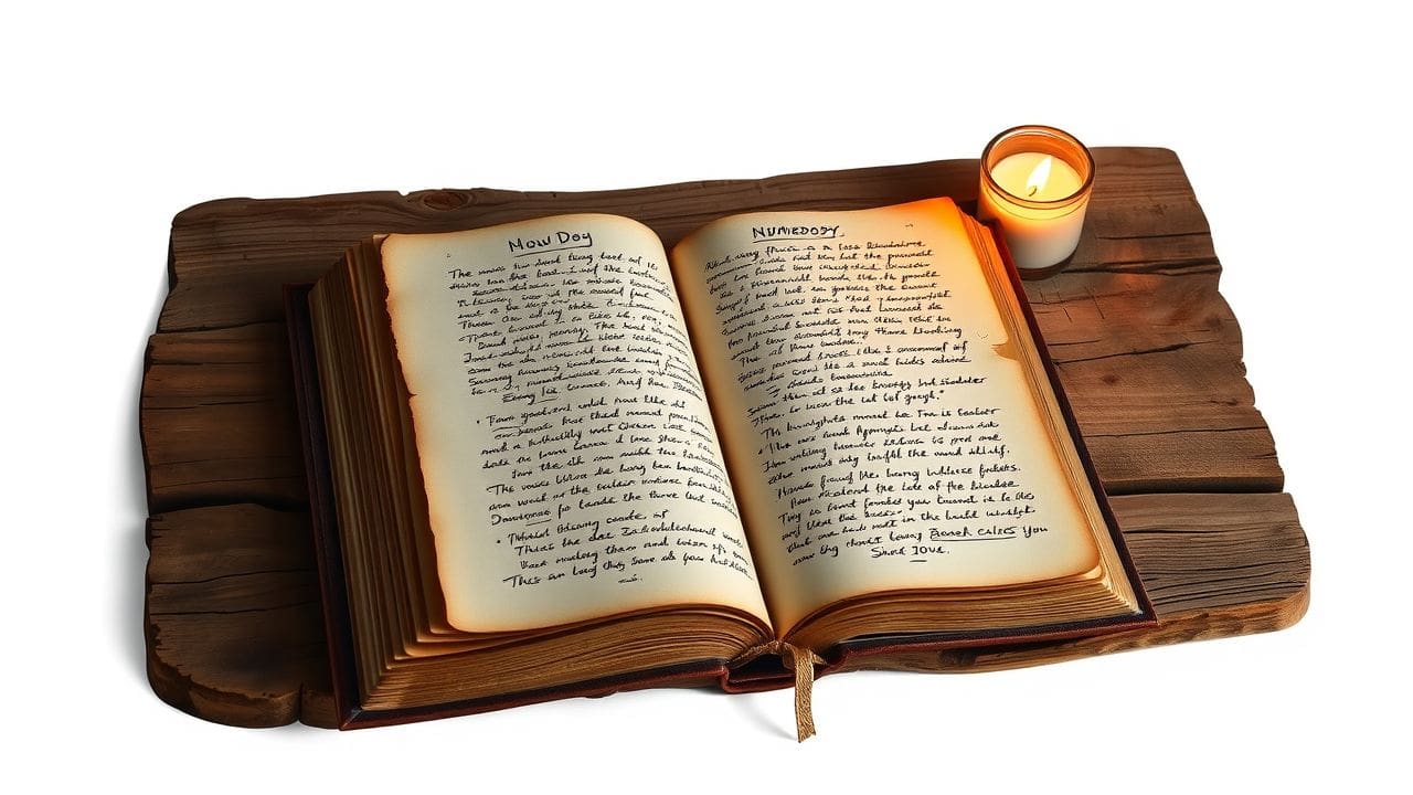 Een oude boek over numerologie ligt open op tafel. Een oude boek over numerologie ligt open op tafel.